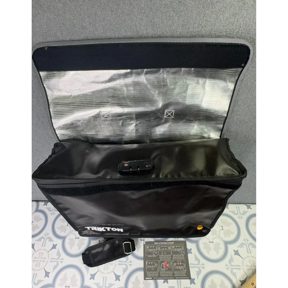 TRIKTON Fireproof Waterproof Document Bag XL With Shoulder Strap Black TSA 18x13